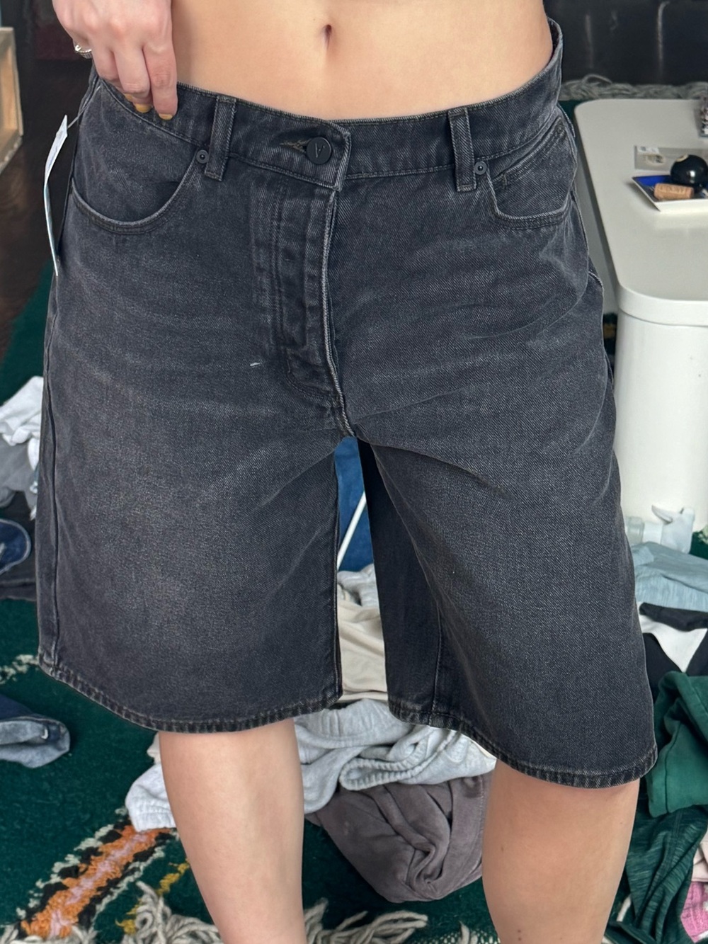 Abrand Black Washed Denim Women's Jean Shorts